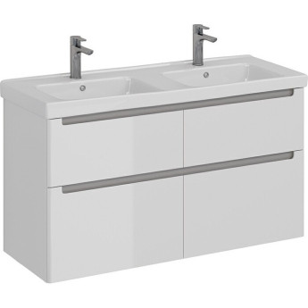 Тумба LEMARK BUNO 125 см под 2 раковины, подвесная/напольная, 4 ящика, белый глянец