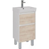 Тумба LEMARK COMBI 45 см под раковину, подвесная/напольная, 2 ящика, фасад Дуб кантри, корпус белый глянец LM03C45T-dub